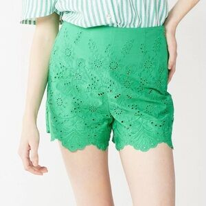 Draper James RSVP 100% Cotton Green Open Embroidery Eyelet Shorts Size 12